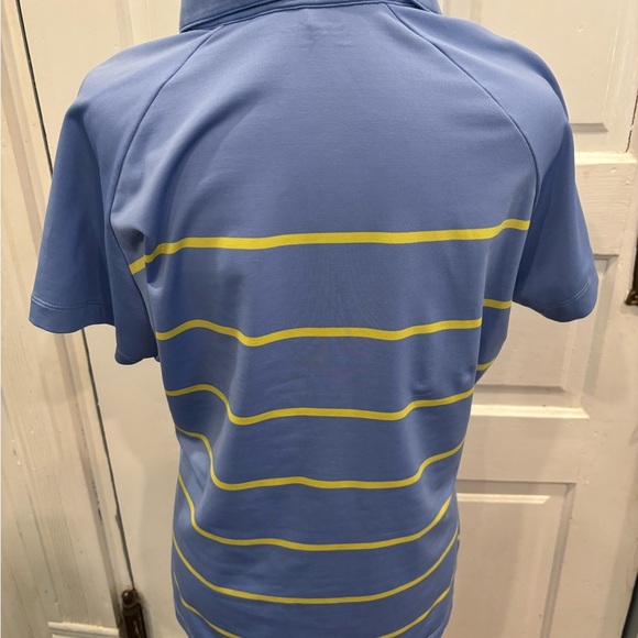 Nike Dri Fit Golf Striped Women’s Polo Collar Button Logo Sz Large - Picture 2 of 6